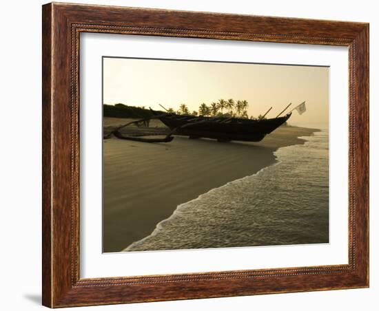 Sunrise over Traditional Fishing Boat and Beach, Benaulim, Goa, India, Asia-Stuart Black-Framed Photographic Print