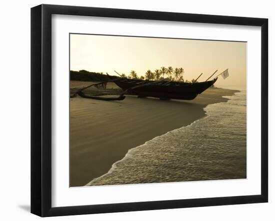 Sunrise over Traditional Fishing Boat and Beach, Benaulim, Goa, India, Asia-Stuart Black-Framed Photographic Print