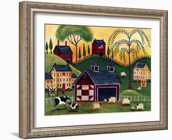 Sunrise Red Quilt Barn Cheryl Bartley-Cheryl Bartley-Framed Giclee Print