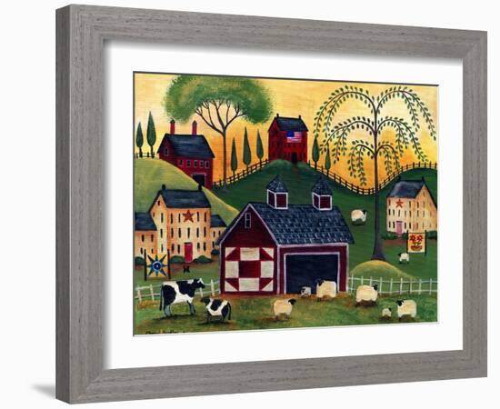 Sunrise Red Quilt Barn Cheryl Bartley-Cheryl Bartley-Framed Giclee Print