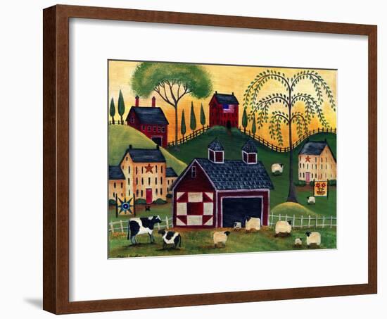 Sunrise Red Quilt Barn Cheryl Bartley-Cheryl Bartley-Framed Giclee Print