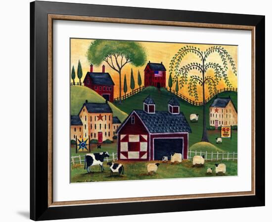 Sunrise Red Quilt Barn Cheryl Bartley-Cheryl Bartley-Framed Giclee Print