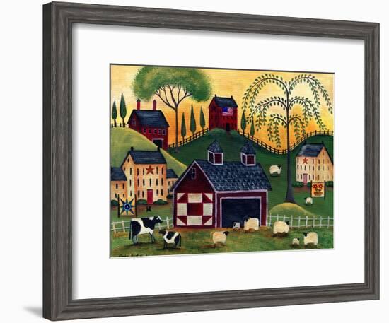 Sunrise Red Quilt Barn Cheryl Bartley-Cheryl Bartley-Framed Giclee Print