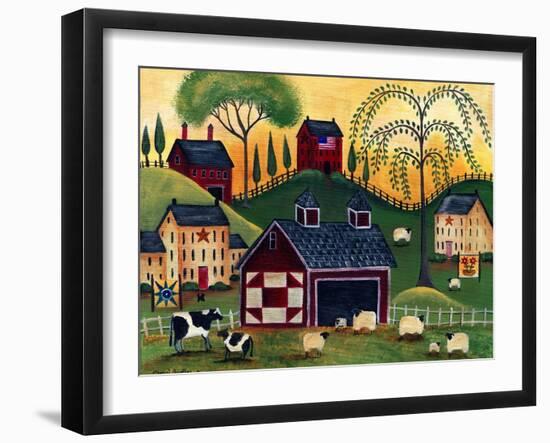 Sunrise Red Quilt Barn Cheryl Bartley-Cheryl Bartley-Framed Giclee Print