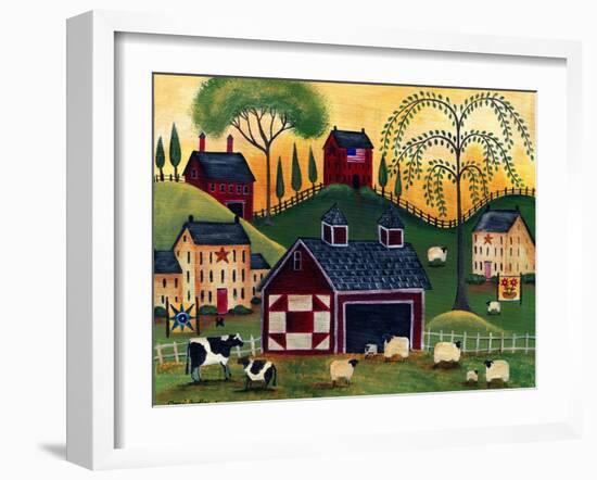 Sunrise Red Quilt Barn Cheryl Bartley-Cheryl Bartley-Framed Giclee Print