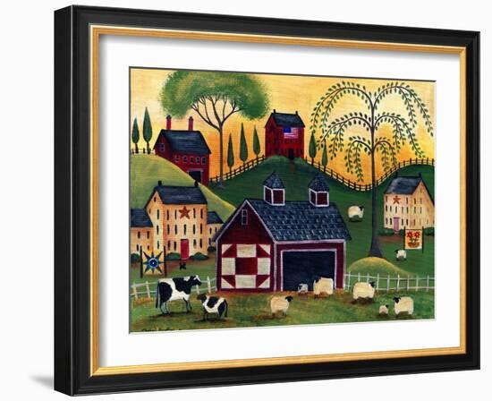 Sunrise Red Quilt Barn Cheryl Bartley-Cheryl Bartley-Framed Giclee Print