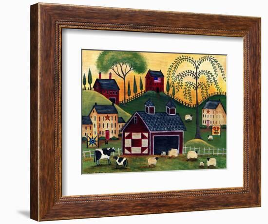 Sunrise Red Quilt Barn Cheryl Bartley-Cheryl Bartley-Framed Giclee Print