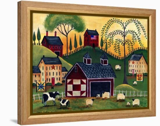 Sunrise Red Quilt Barn Cheryl Bartley-Cheryl Bartley-Framed Premier Image Canvas