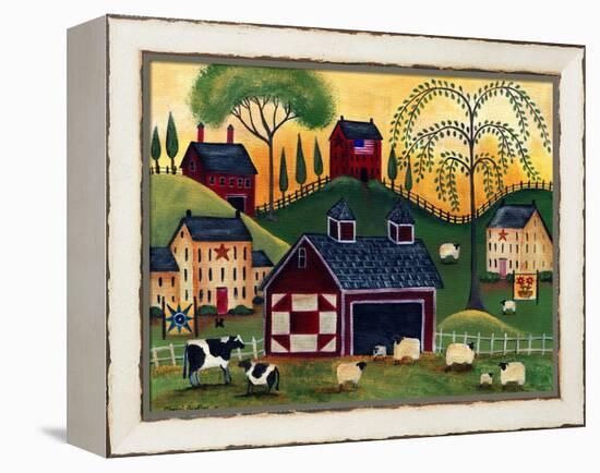 Sunrise Red Quilt Barn Cheryl Bartley-Cheryl Bartley-Framed Premier Image Canvas