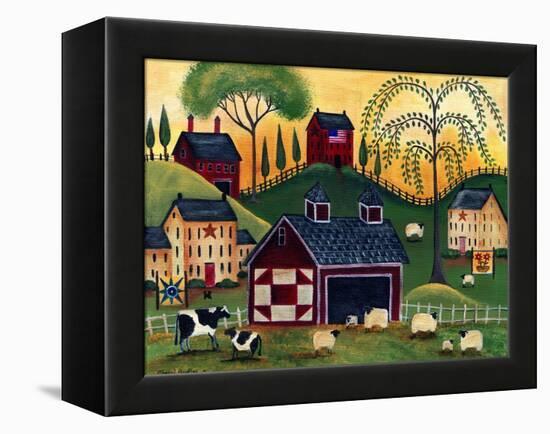 Sunrise Red Quilt Barn Cheryl Bartley-Cheryl Bartley-Framed Premier Image Canvas