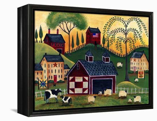 Sunrise Red Quilt Barn Cheryl Bartley-Cheryl Bartley-Framed Premier Image Canvas