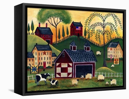 Sunrise Red Quilt Barn Cheryl Bartley-Cheryl Bartley-Framed Premier Image Canvas