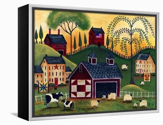 Sunrise Red Quilt Barn Cheryl Bartley-Cheryl Bartley-Framed Premier Image Canvas