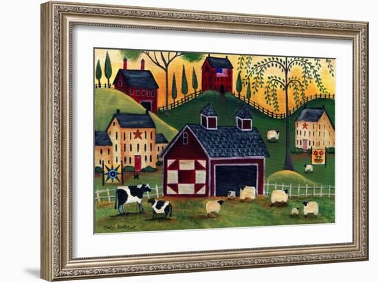 Sunrise Red Quilt Barn-Cheryl Bartley-Framed Giclee Print