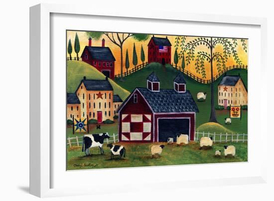 Sunrise Red Quilt Barn-Cheryl Bartley-Framed Giclee Print