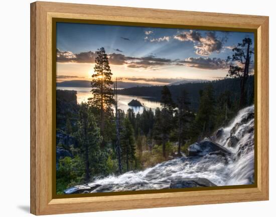 Sunrise Reflecting Off the Waters of Emerald Bay and Eagle Falls, South Lake Tahoe, Ca-Brad Beck-Framed Premier Image Canvas