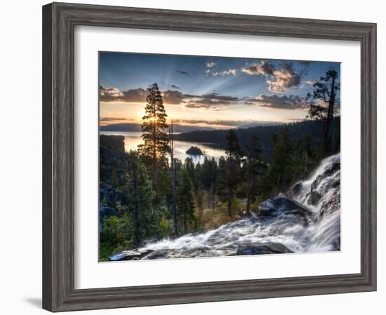 Sunrise Reflecting Off the Waters of Emerald Bay and Eagle Falls, South Lake Tahoe, Ca-Brad Beck-Framed Photographic Print