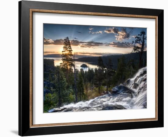 Sunrise Reflecting Off the Waters of Emerald Bay and Eagle Falls, South Lake Tahoe, Ca-Brad Beck-Framed Photographic Print