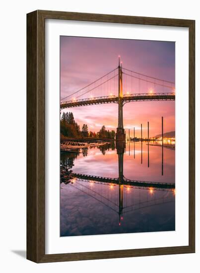 Sunrise Reflection at St. John's Bridge, Portland, Oregon PDX-Vincent James-Framed Photographic Print