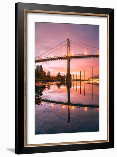 Sunrise Reflection at St. John's Bridge, Portland, Oregon PDX-Vincent James-Framed Photographic Print