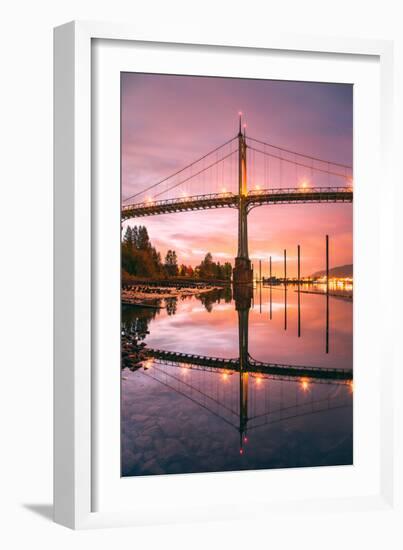 Sunrise Reflection at St. John's Bridge, Portland, Oregon PDX-Vincent James-Framed Photographic Print