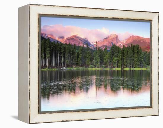 Sunrise Reflections on Sprague Lake, Rocky Mountain National Park, Colorado, USA-Michel Hersen-Framed Premier Image Canvas