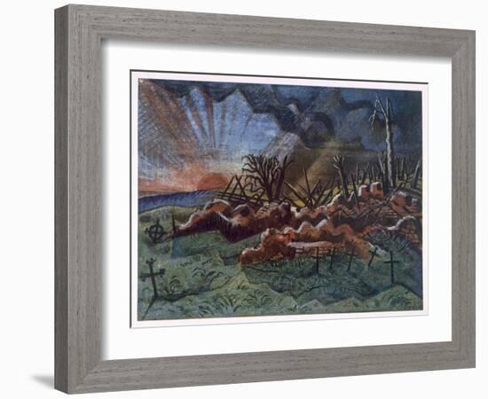 Sunrise, Ruins of a Hospice, Northwest of Wytschaete, Destroyed by Bombardment in 1917-Paul Nash-Framed Giclee Print