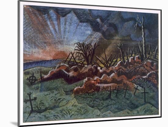 Sunrise, Ruins of a Hospice, Northwest of Wytschaete, Destroyed by Bombardment in 1917-Paul Nash-Mounted Giclee Print