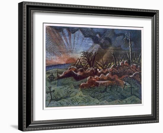 Sunrise, Ruins of a Hospice, Northwest of Wytschaete, Destroyed by Bombardment in 1917-Paul Nash-Framed Giclee Print