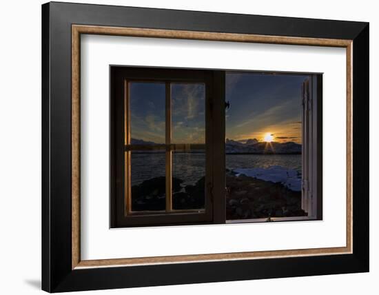 Sunrise Seeing Through Window, Reinefjorden, Moskenes, Lofoten, Norway-Dieter Meyrl-Framed Photographic Print