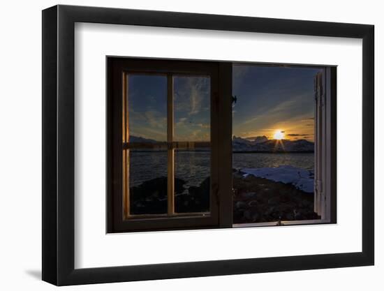 Sunrise Seeing Through Window, Reinefjorden, Moskenes, Lofoten, Norway-Dieter Meyrl-Framed Photographic Print