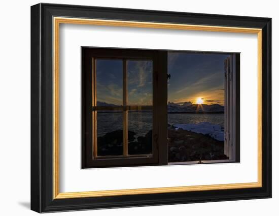 Sunrise Seeing Through Window, Reinefjorden, Moskenes, Lofoten, Norway-Dieter Meyrl-Framed Photographic Print