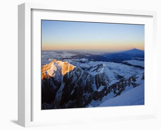 Sunrise, Shadow of Mont Blanc, Mont Blanc Range, Chamonix, French Alps, France, Europe-Christian Kober-Framed Photographic Print