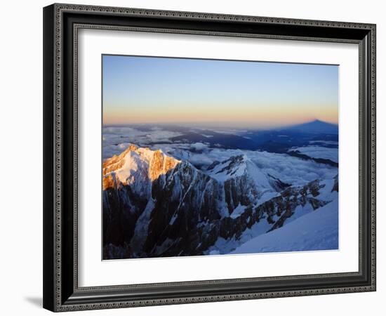 Sunrise, Shadow of Mont Blanc, Mont Blanc Range, Chamonix, French Alps, France, Europe-Christian Kober-Framed Photographic Print