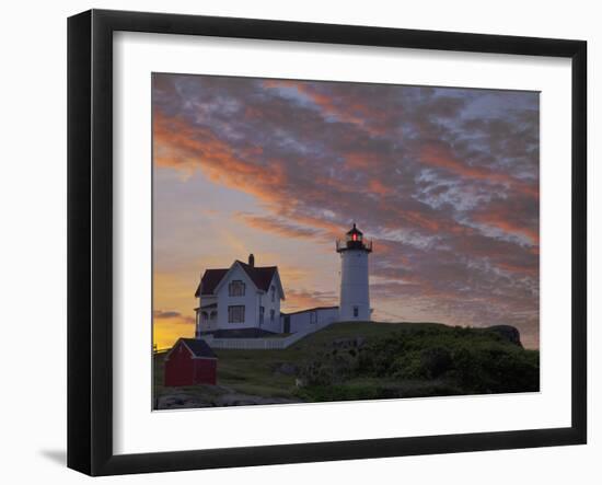 Sunrise Skies over Nubble Aka Cape Neddick Lighthouse in York, Maine, Usa-Chuck Haney-Framed Photographic Print