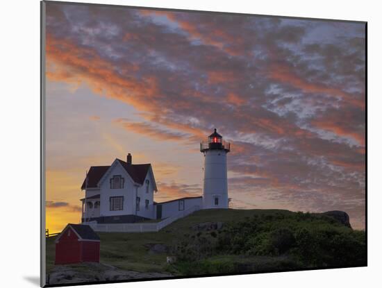 Sunrise Skies over Nubble Aka Cape Neddick Lighthouse in York, Maine, Usa-Chuck Haney-Mounted Photographic Print