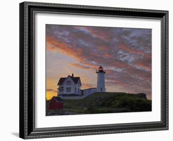 Sunrise Skies over Nubble Aka Cape Neddick Lighthouse in York, Maine, Usa-Chuck Haney-Framed Photographic Print