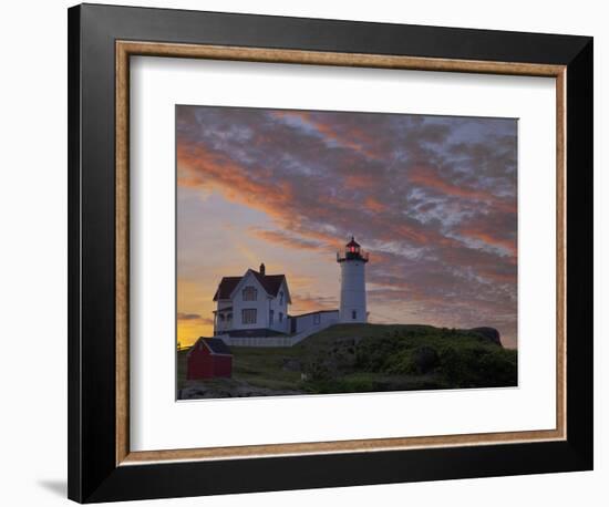 Sunrise Skies over Nubble Aka Cape Neddick Lighthouse in York, Maine, Usa-Chuck Haney-Framed Photographic Print