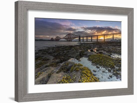 Sunrise through Forth Rail Bridge, UNESCO World Heritage Site, Edinburgh, Scotland-Andrew Sproule-Framed Photographic Print