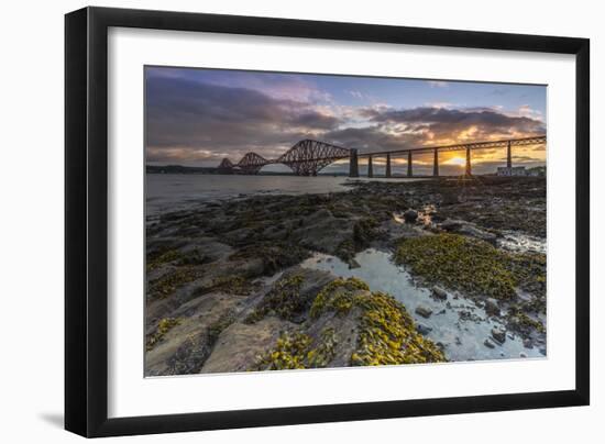 Sunrise through Forth Rail Bridge, UNESCO World Heritage Site, Edinburgh, Scotland-Andrew Sproule-Framed Photographic Print