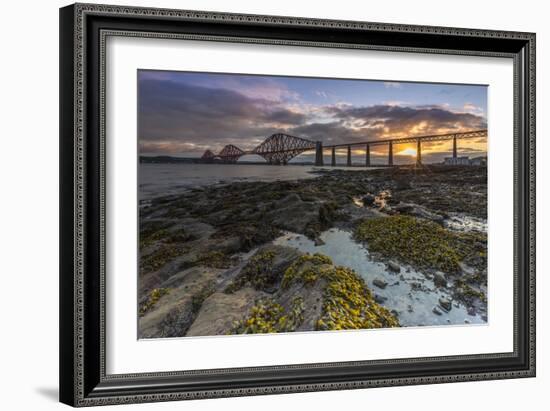 Sunrise through Forth Rail Bridge, UNESCO World Heritage Site, Edinburgh, Scotland-Andrew Sproule-Framed Photographic Print