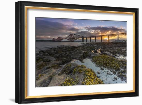 Sunrise through Forth Rail Bridge, UNESCO World Heritage Site, Edinburgh, Scotland-Andrew Sproule-Framed Photographic Print