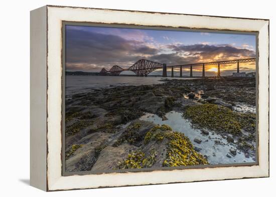 Sunrise through Forth Rail Bridge, UNESCO World Heritage Site, Edinburgh, Scotland-Andrew Sproule-Framed Premier Image Canvas