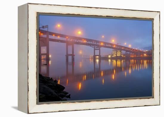 Sunrise thru Morning Fog along Willamitte River and Marquam Bridge,Portland, Oregon.-Craig Tuttle-Framed Premier Image Canvas