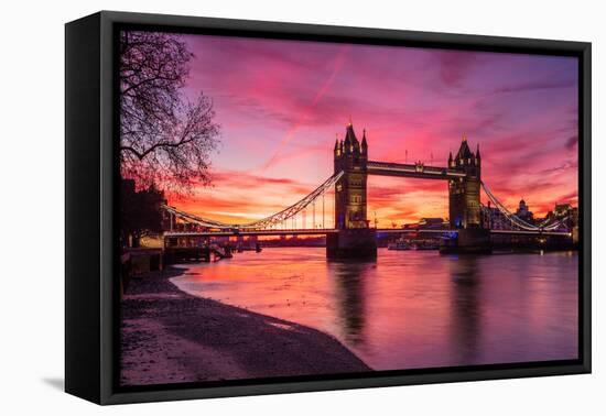 Sunrise view of Tower Bridge from Tower Wharf, Tower of London, London-Ed Hasler-Framed Premier Image Canvas