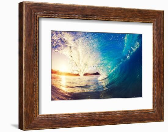 Sunrise Wave, Tropical Island Atoll, Nature Untouched Paradise-EpicStockMedia-Framed Photographic Print