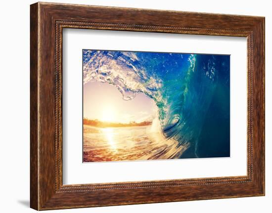 Sunrise Wave, Tropical Island Atoll, Nature Untouched Paradise-EpicStockMedia-Framed Photographic Print