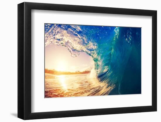 Sunrise Wave, Tropical Island Atoll, Nature Untouched Paradise-EpicStockMedia-Framed Photographic Print