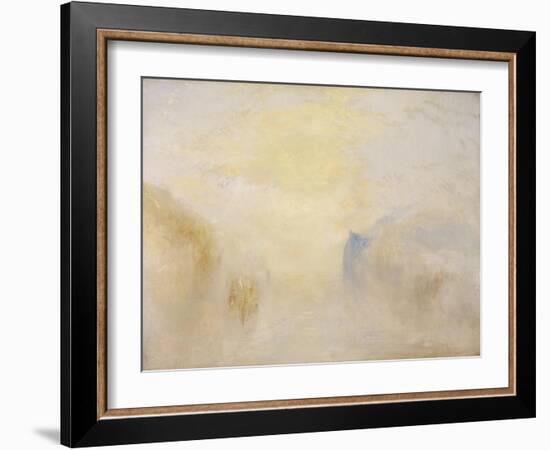 Sunrise, with a Boat Between Headlands-J. M. W. Turner-Framed Giclee Print