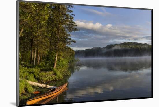 Sunrise with Kayak on Beaver Lake in the Stillwater State Forest Near Whitefish, Montana, Usa-Chuck Haney-Mounted Photographic Print